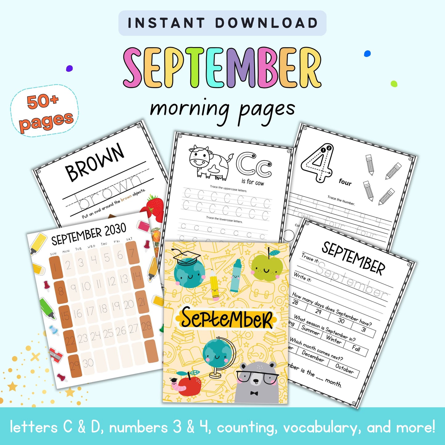 text "instant download septmeber morning pages"
