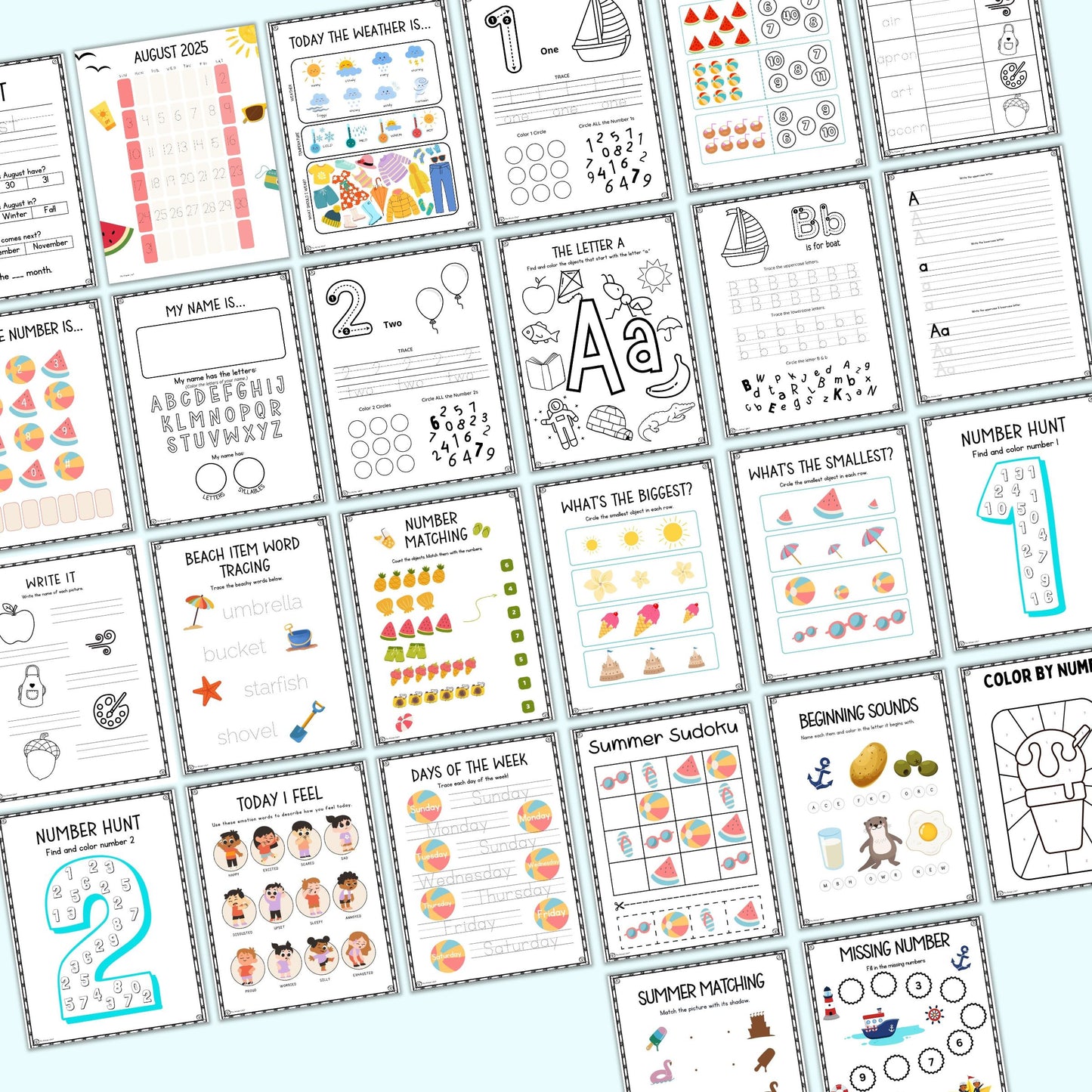 a grid with preview of 30+ morning work pages