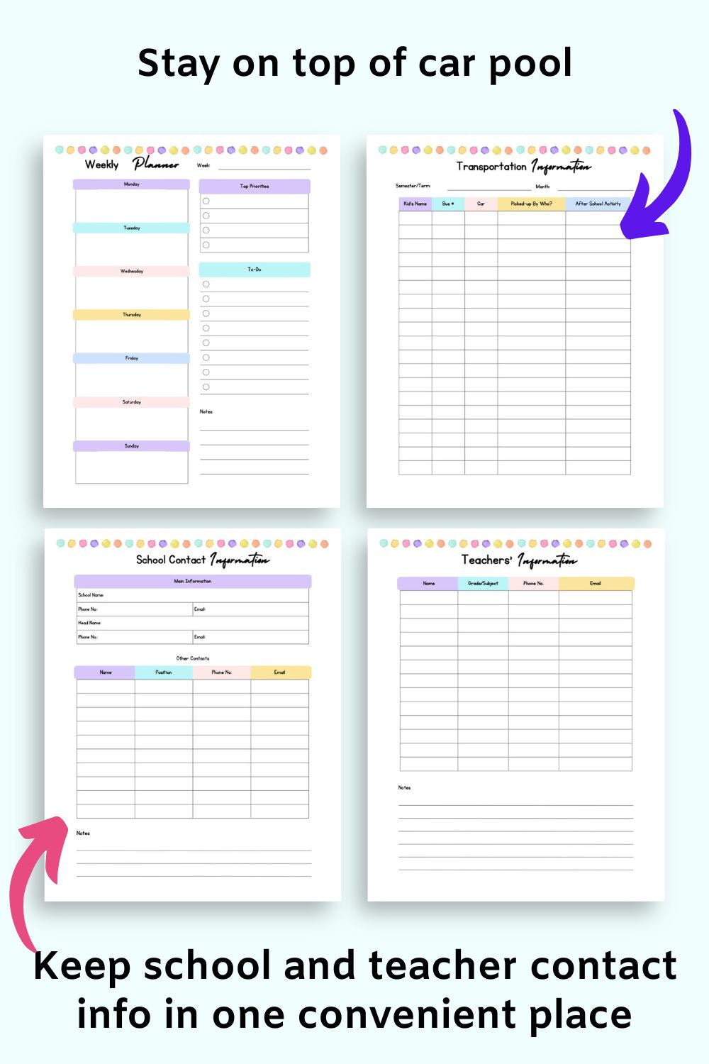 Back to School Parent Planner