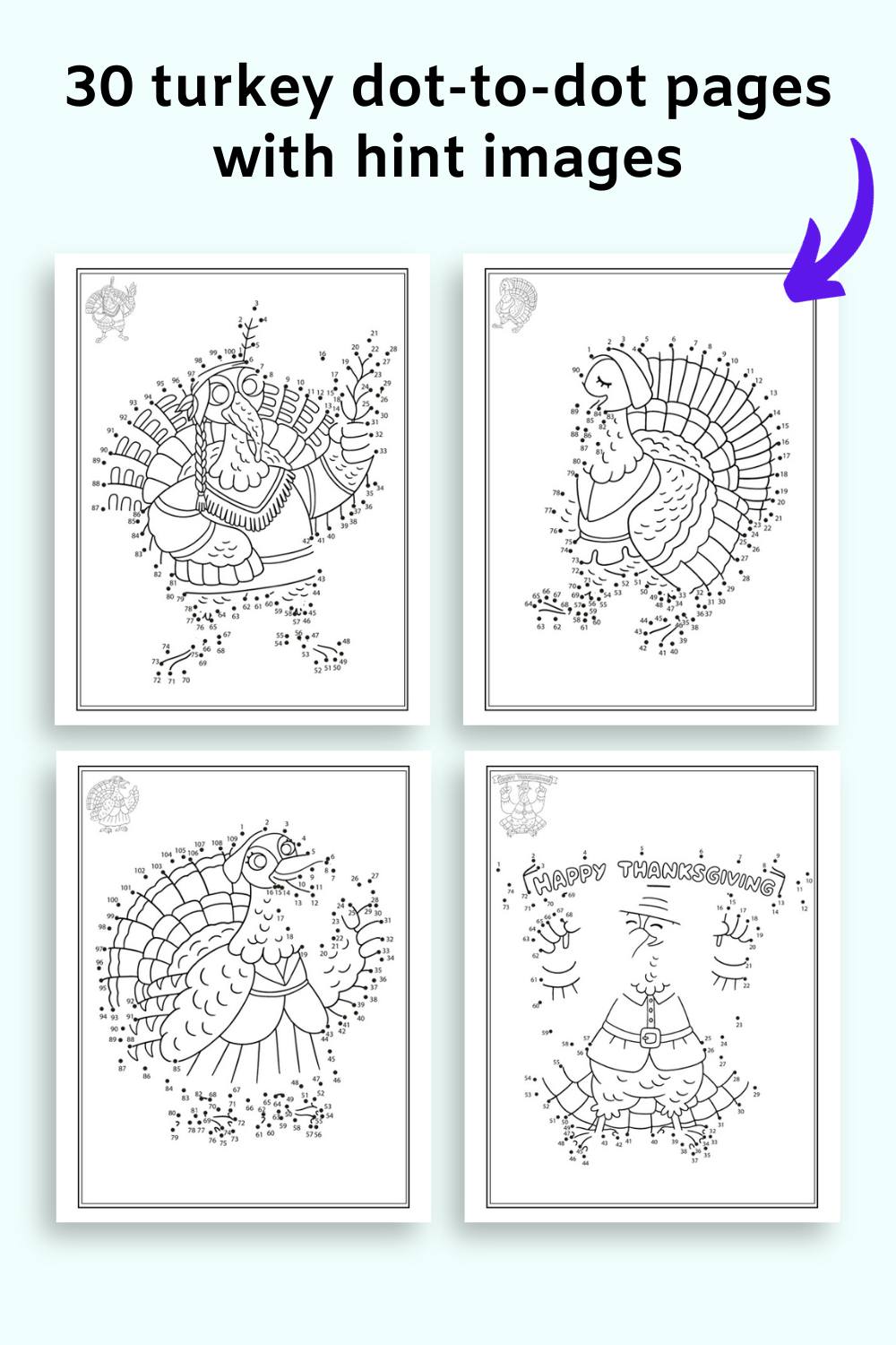 Thanksgiving Coloring and Connect the Dots Book for Kids