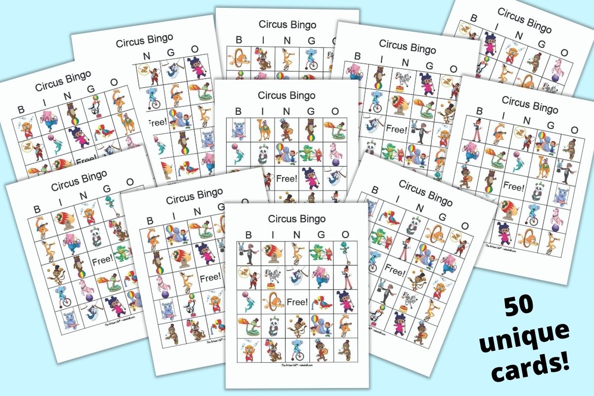 Circus Bingo Game for a Group - set of 50 cards – The Artisan Life circus-bingo-game-for-a-group-set-of-50-cards-the-artisan-life