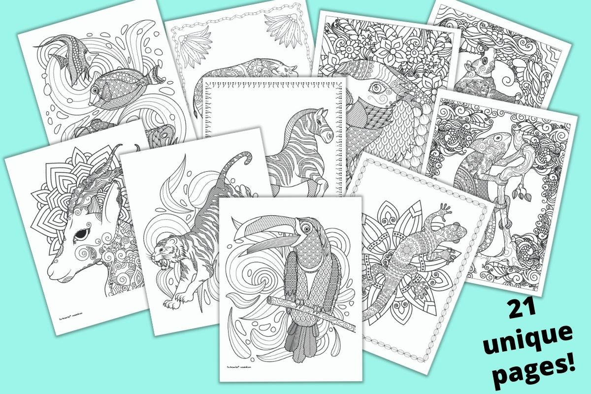 Printable Animal Coloring Book for Grown Ups – The Artisan Life
