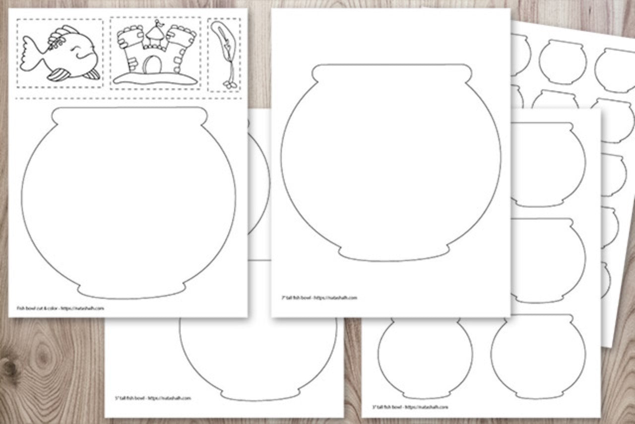 Fish Bowl Templates and Cut & Color Page
