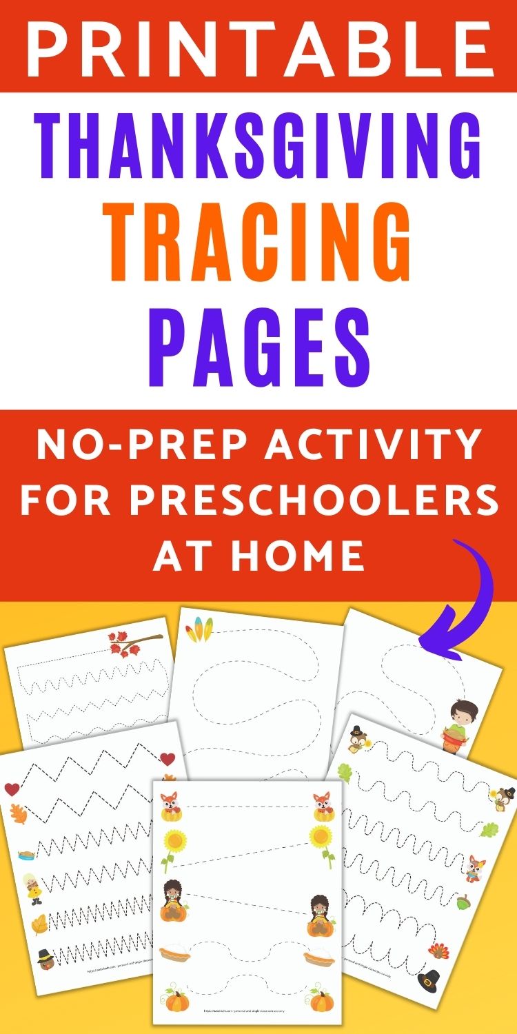 Thanksgiving Pre-Writing Practice & Tracing Worksheets for Preschoolers