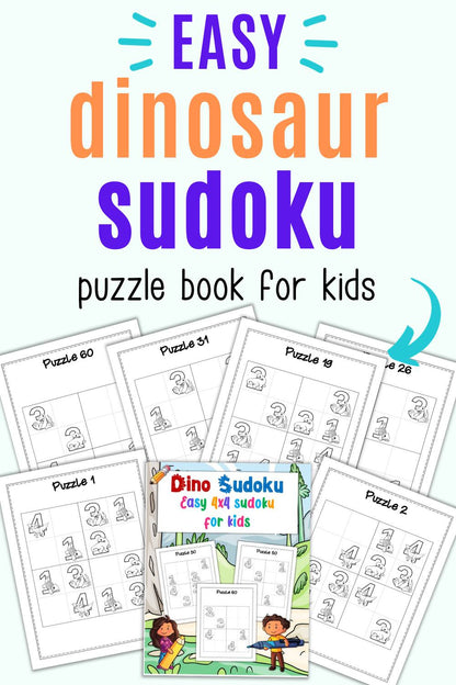 Easy Sudoku Puzzle Book for Kids - Dino Themed Sudoku
