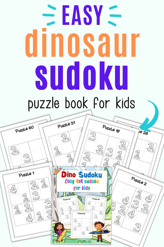 Easy Sudoku Puzzle Book for Kids - Dino Themed Sudoku