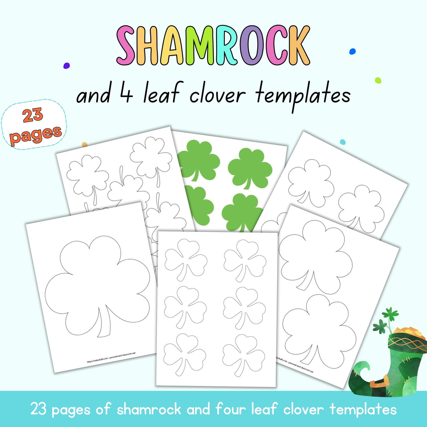 text "shamrock and 4 leaf clover templates - 23 pags)