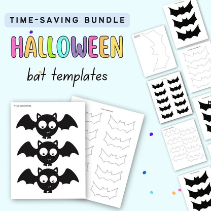 Text "time saving bundle - Halloween bat templates"