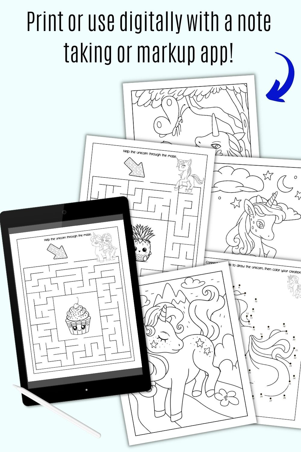 using a maze printable on an ipad mockup