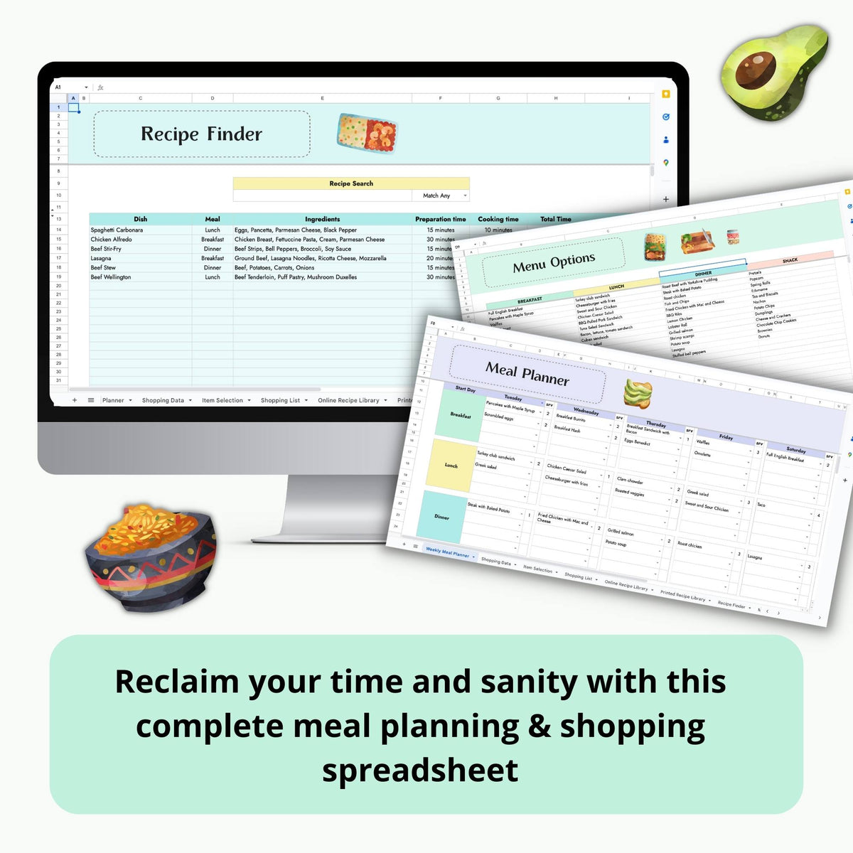 Food Spreadsheet Ultimate Meal Planning Spreadsheet Bundle – The Artisan Life