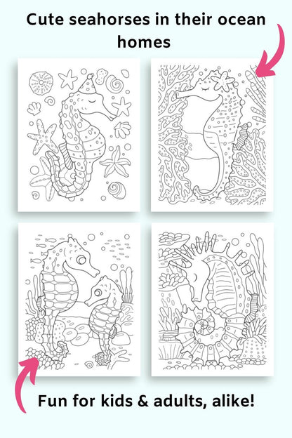 Cute Seahorses Coloring Book