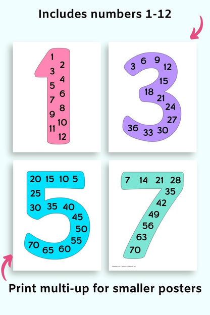 Bright Rainbow Skip Counting/Multiplication Posters
