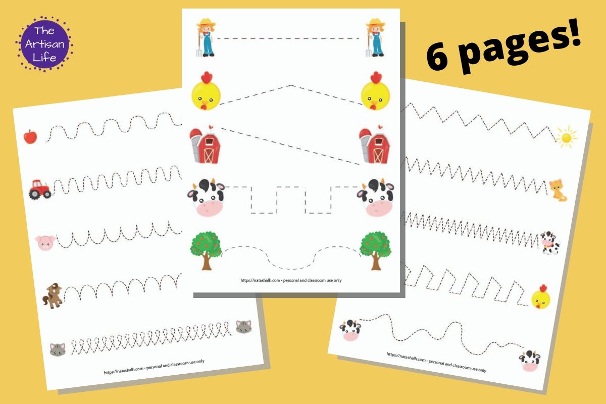 Farm Pre-Writing Practice & Tracing Worksheets for Toddlers & Preschool