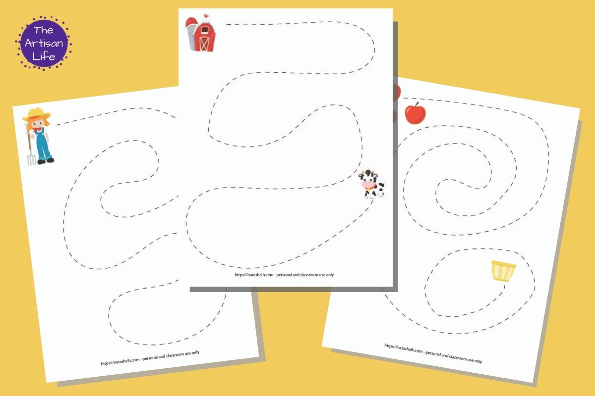 Farm Pre-Writing Practice & Tracing Worksheets for Toddlers & Preschool