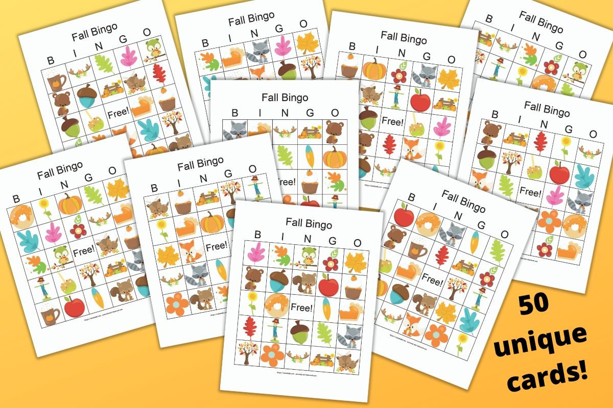 50 Fall Bingo Cards - Harvest Festival Bingo for a Group