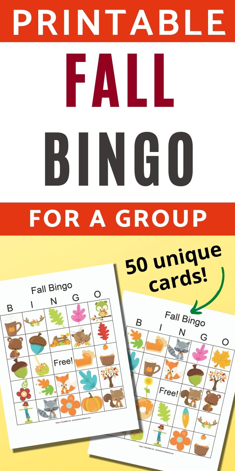50 Fall Bingo Cards - Harvest Festival Bingo for a Group