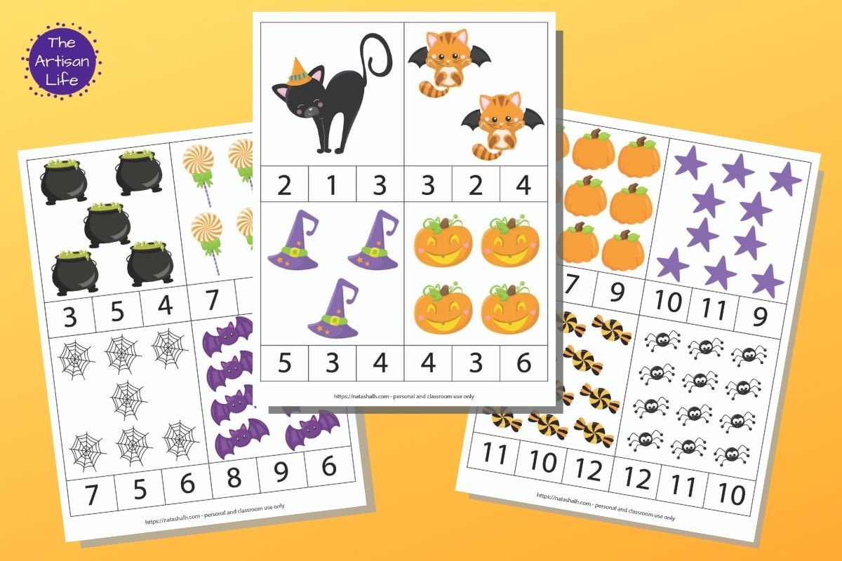 Halloween Counting Clip Cards 1-12