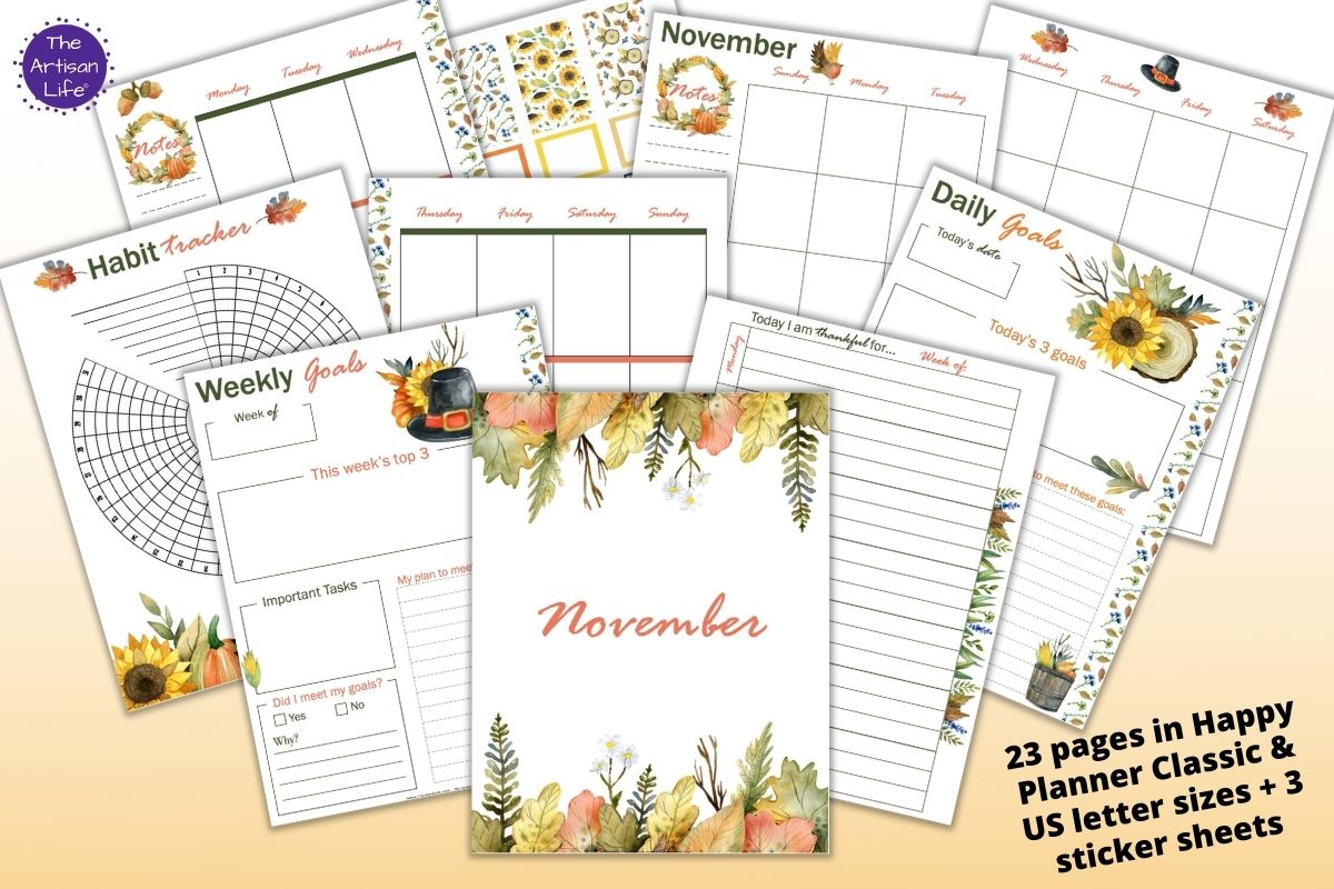 November Planner Printable Kit - Happy Planner Classic & US Letter