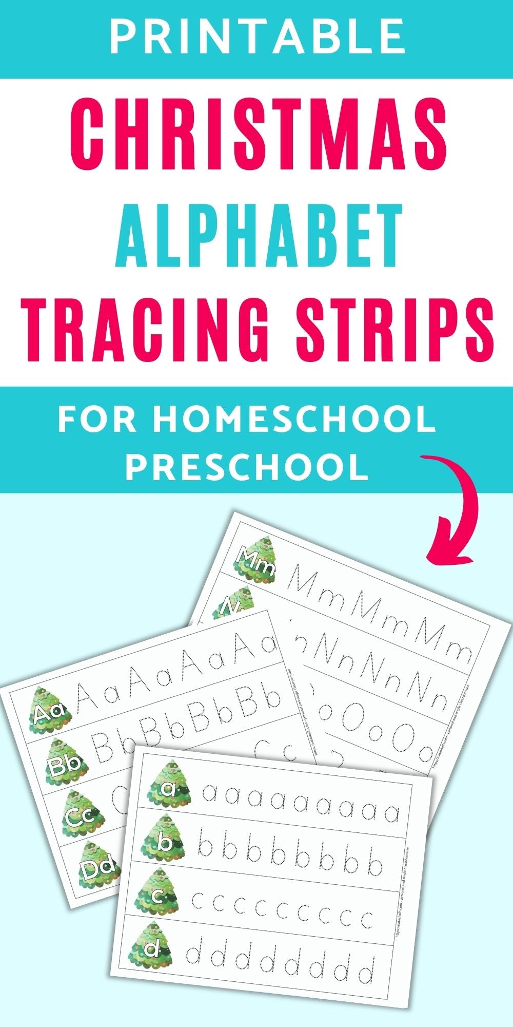 Christmas Alphabet Tracing Strips - Uppercase and Lowercase Letter Tracing