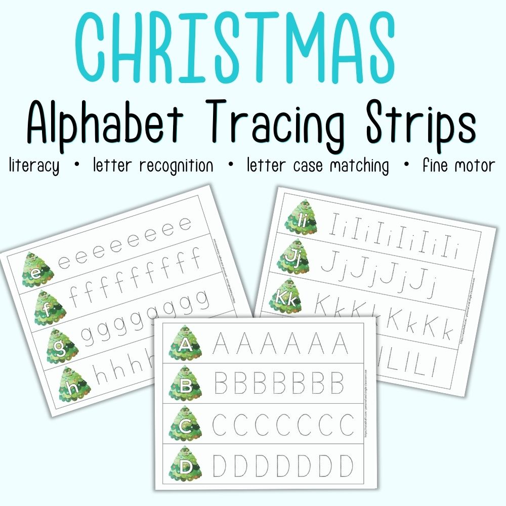 Christmas Alphabet Tracing Strips - Uppercase and Lowercase Letter Tracing