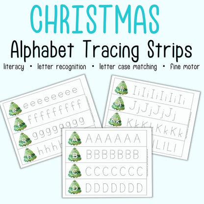 Christmas Alphabet Tracing Strips - Uppercase and Lowercase Letter Tracing