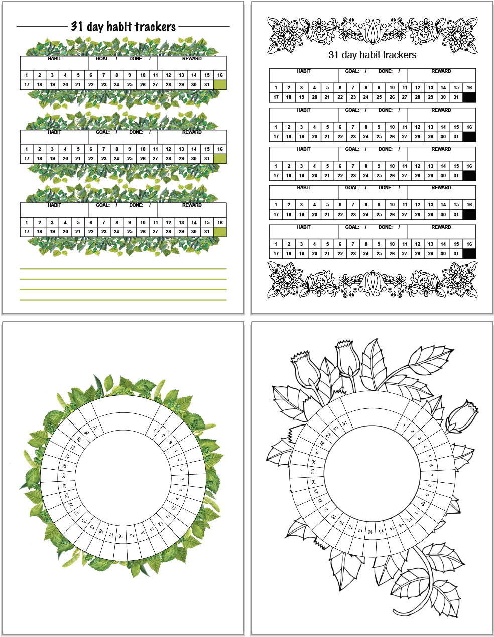 Printable Habit Trackers