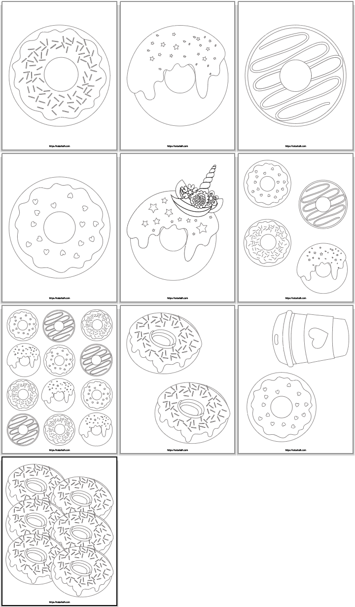 10 Printable Doughnut Coloring Pages