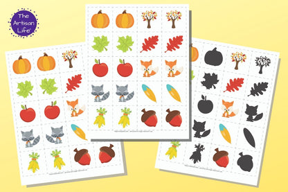 Fall Matching & Memory Game for Toddlers and Preschoolers