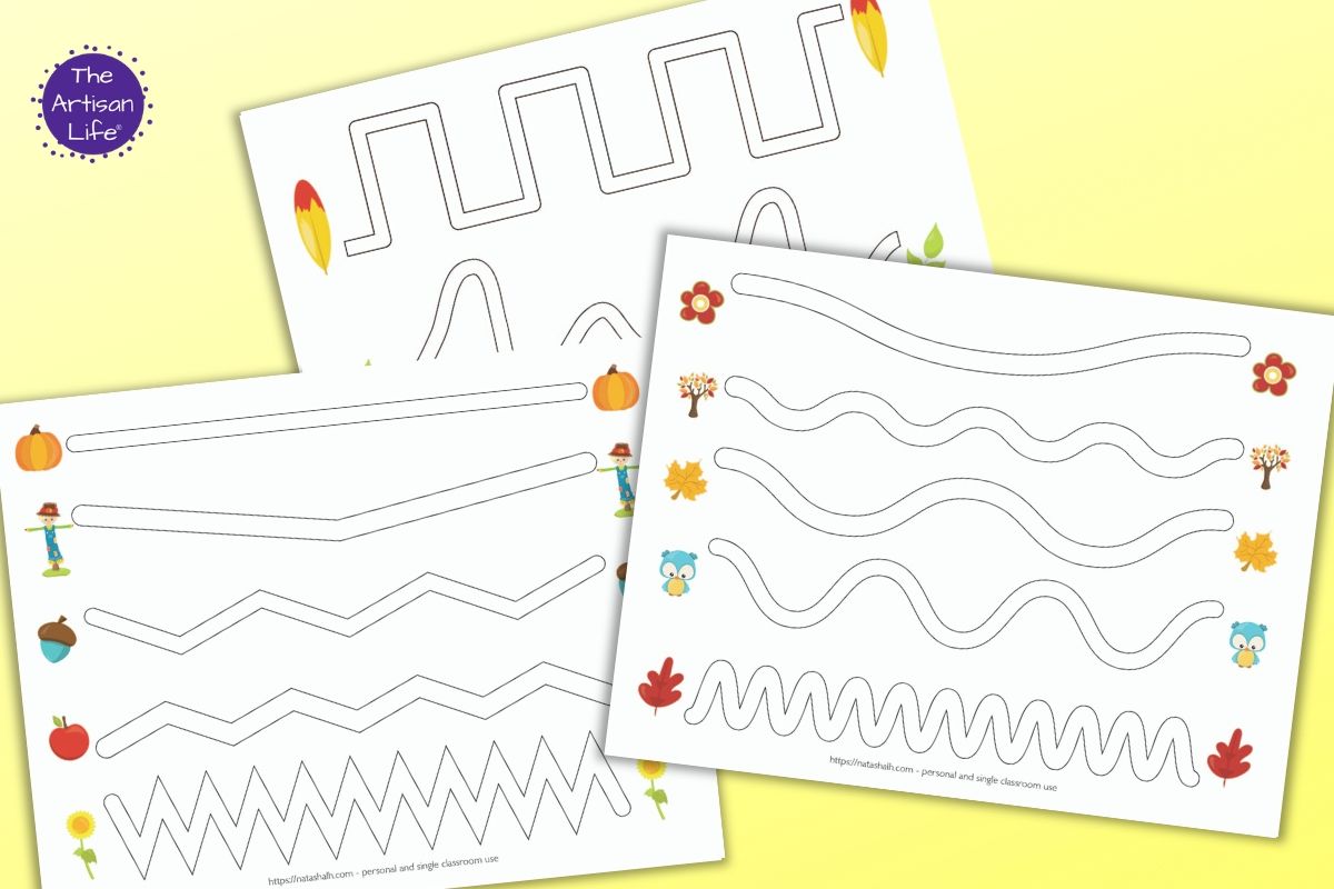 Fall Fine Motor Tracing Sheets - Trace in the Path Worksheet for Preschool