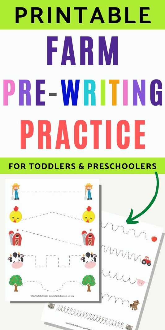 Farm Pre-Writing Practice & Tracing Worksheets for Toddlers & Preschool