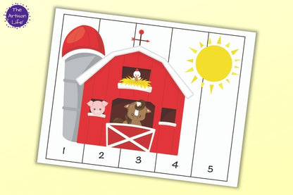 Farm Theme Number Order Puzzles 1-20, skip counting, and fillable PDF