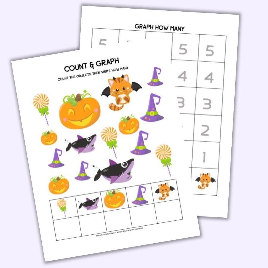 Halloween Count & Graph 1-5 and 1-10