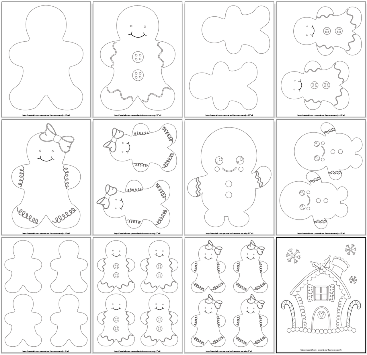 Gingerbread man templates & coloring pages