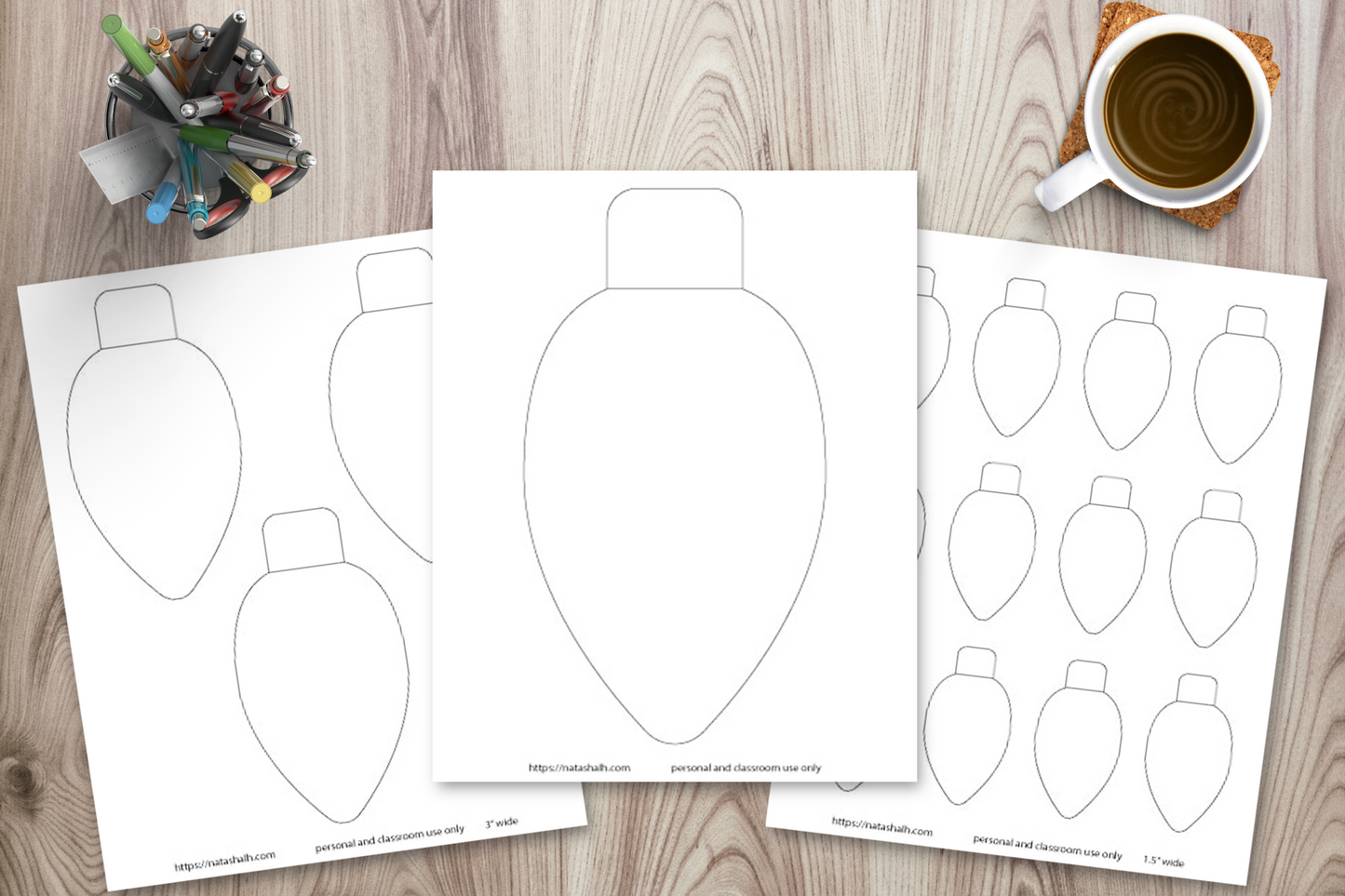 Christmas light bulb templates & outlines