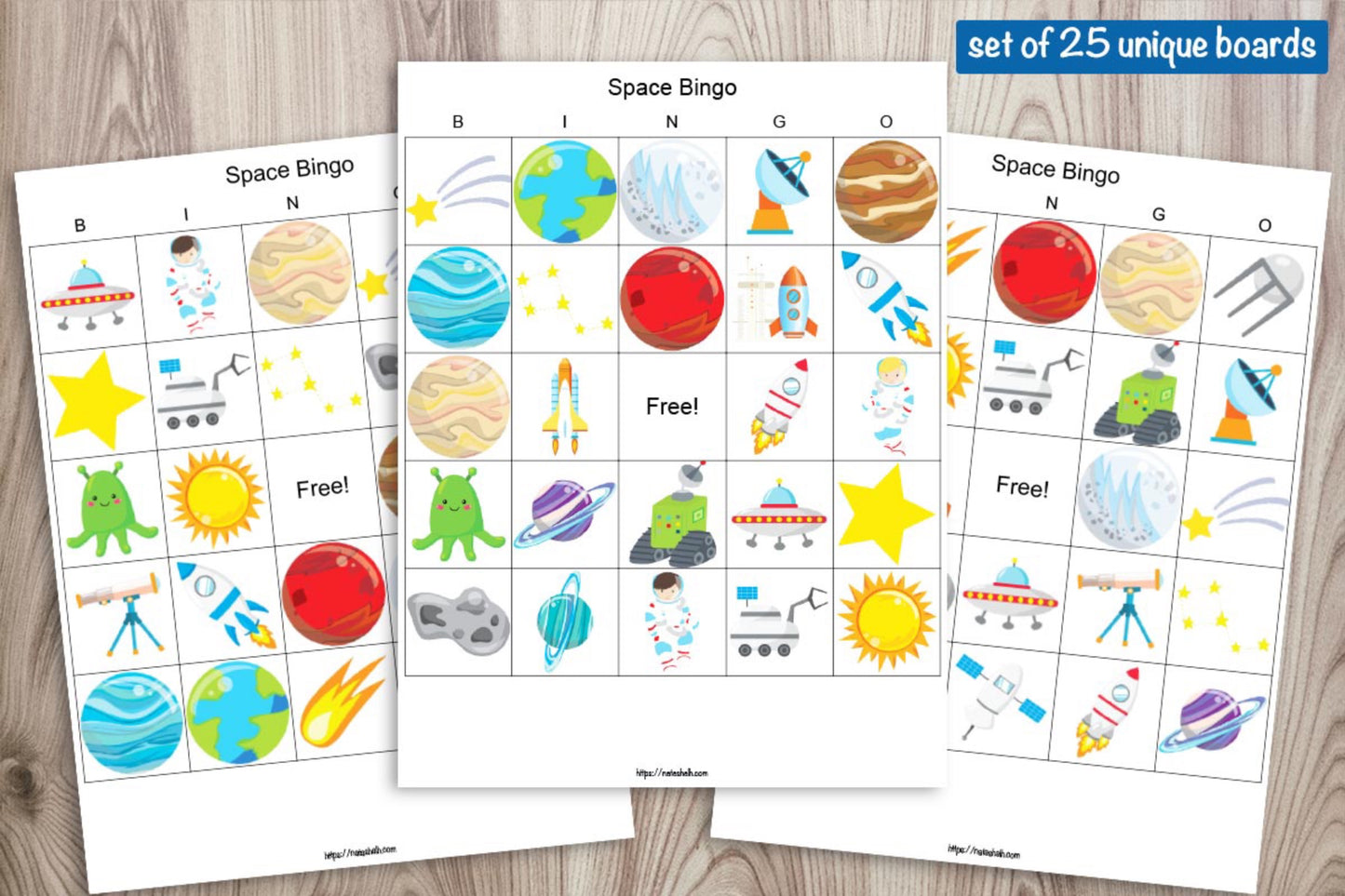 25 Printable Space Bingo Boards - Space Birthday Party Bingo