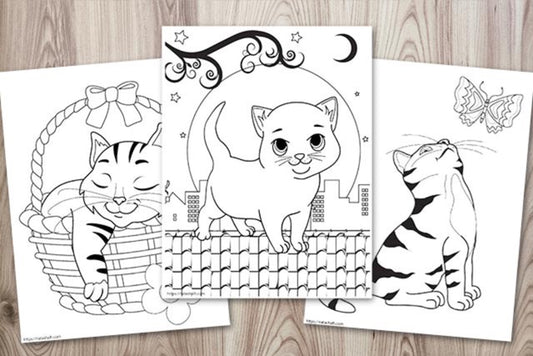 Printable Cute Cat Coloring Book