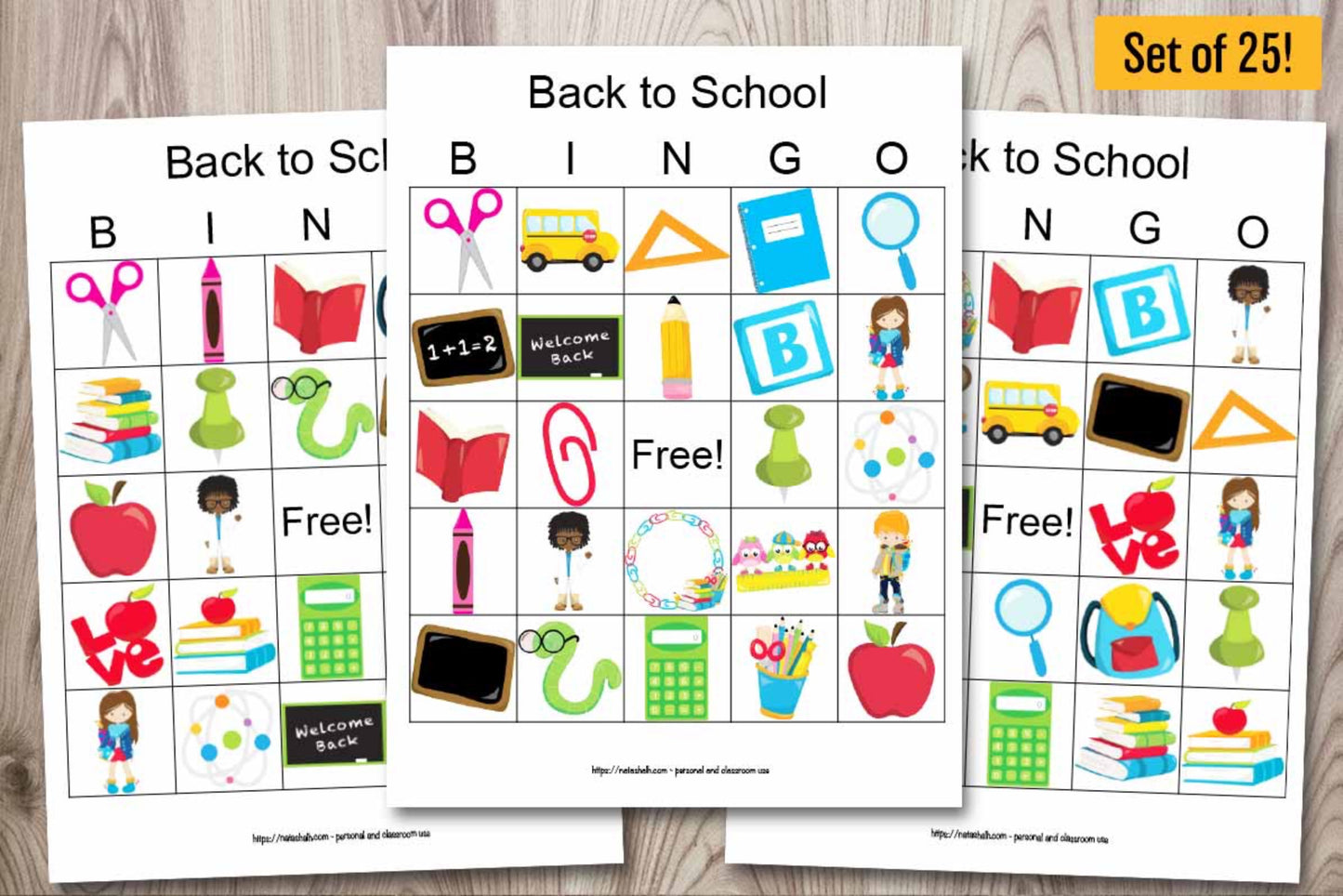 25 Back to School Bingo Cards - Classroom Set