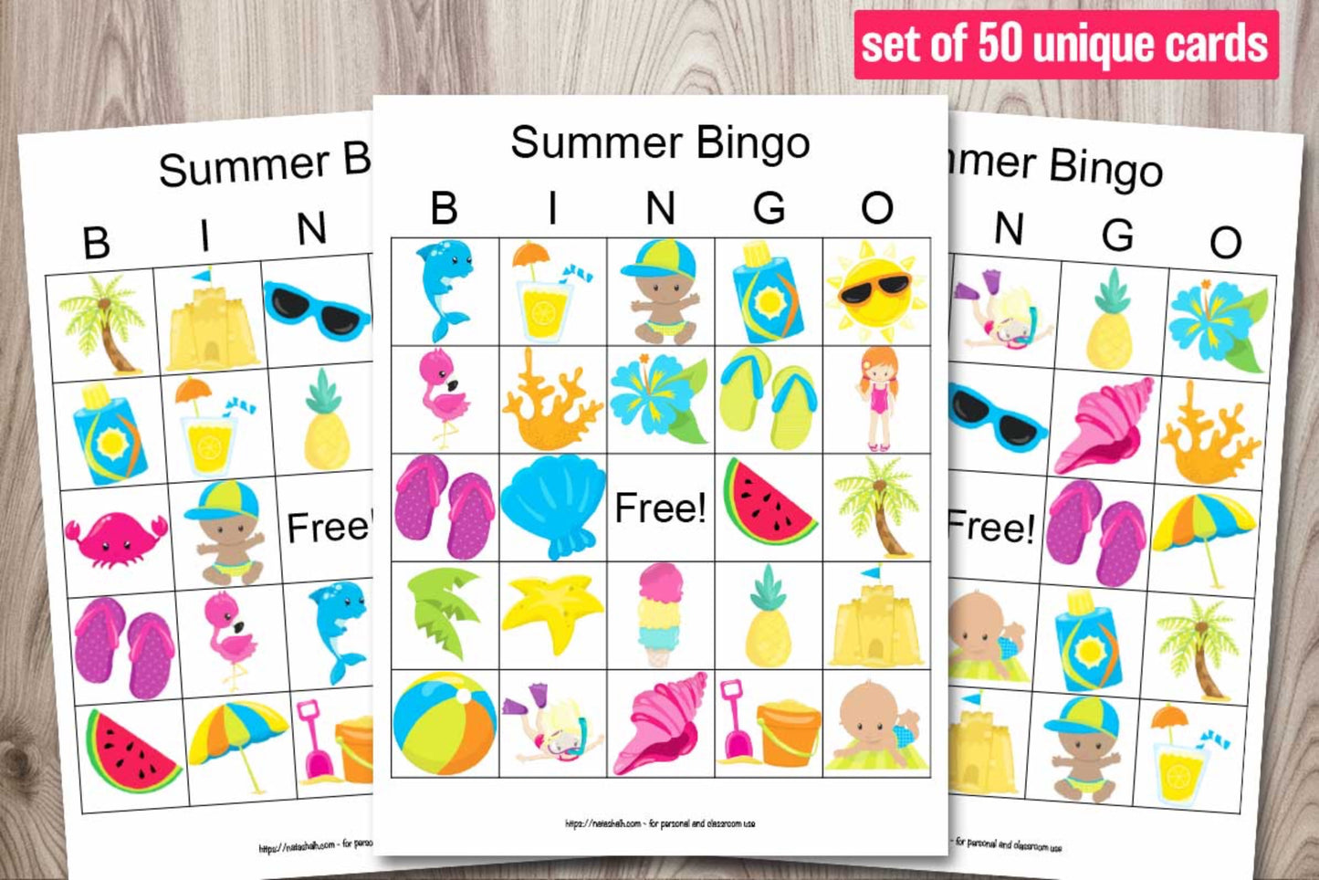50 Printable Summer Bingo Boards - Summer Bingo for a Large Group