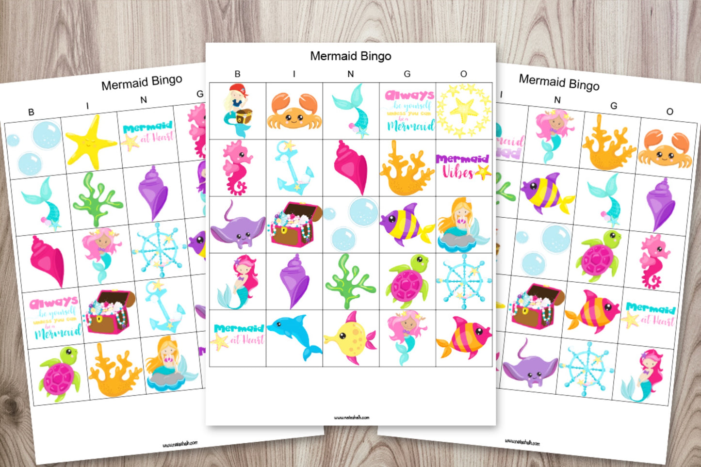 30 Printable Mermaid Bingo Cards