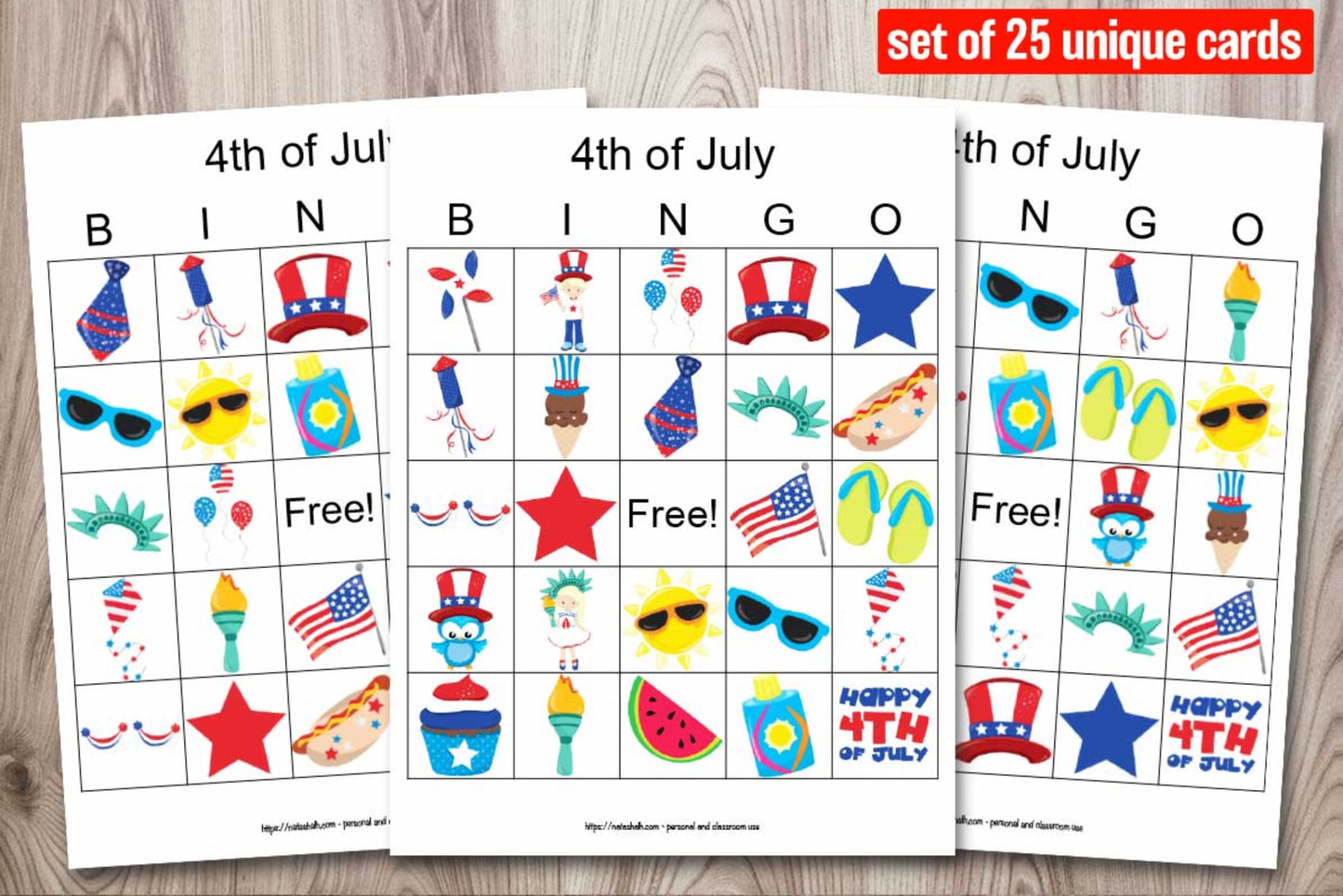 25 Fourth of July Bingo Boards - patriotic party game printable