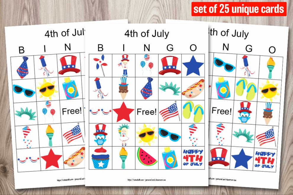 25 Fourth of July Bingo Boards - patriotic party game printable – The ...