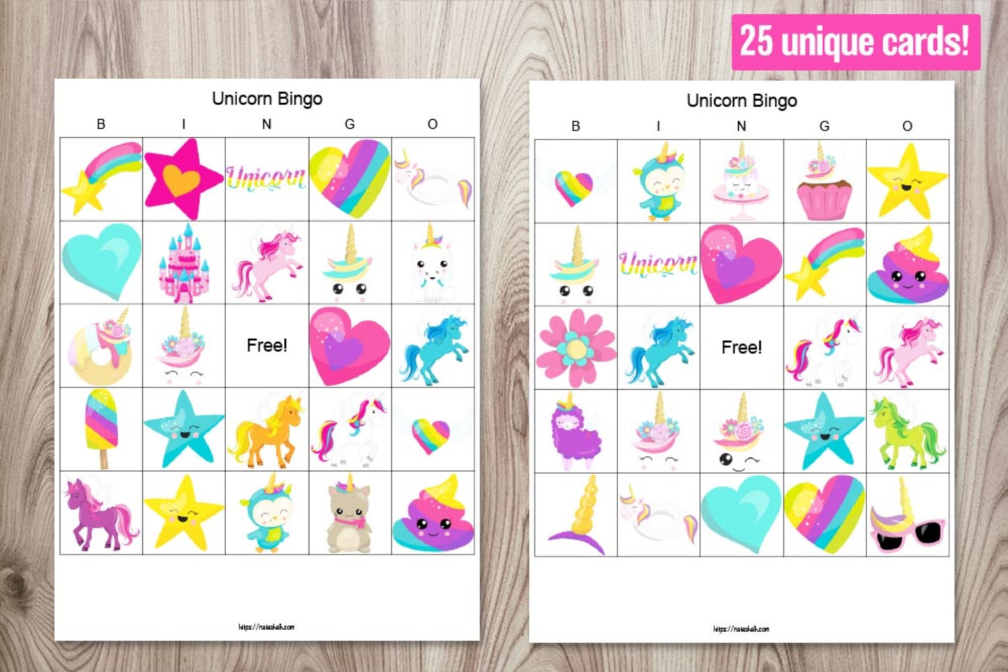 25 Unicorn Bingo Boards - Unicorn party game printable