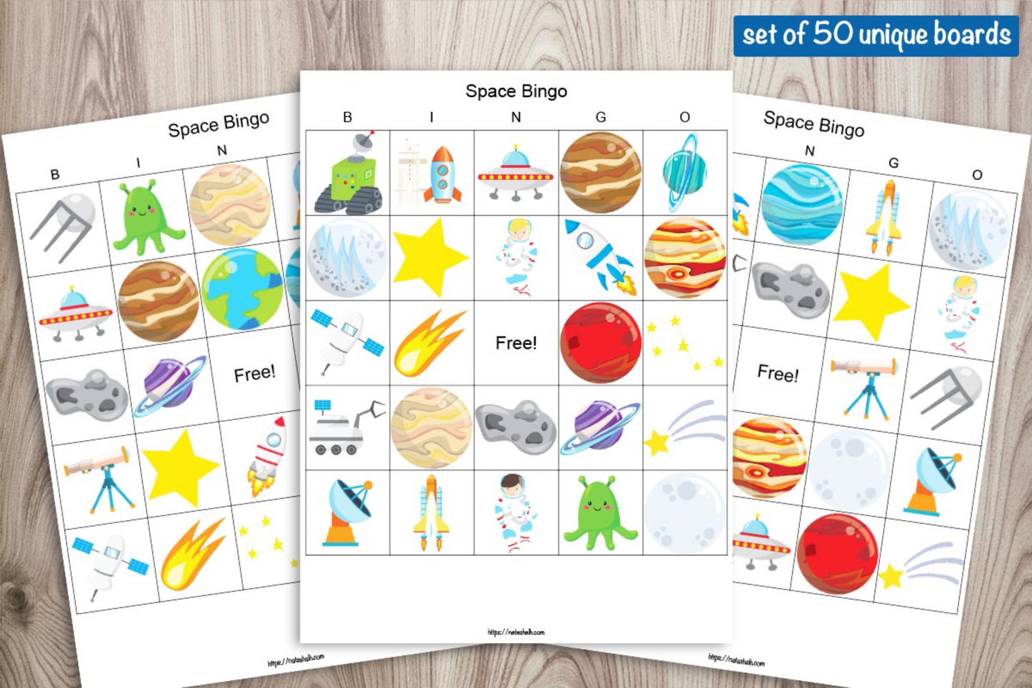 50 Printable Space Bingo Boards for a Large Group