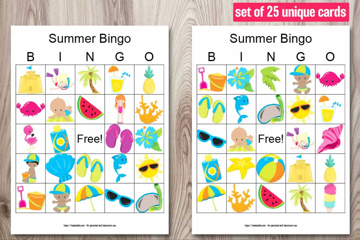 25 Printable Summer Bingo Boards - Summer Cookout Party Bingo – The ...