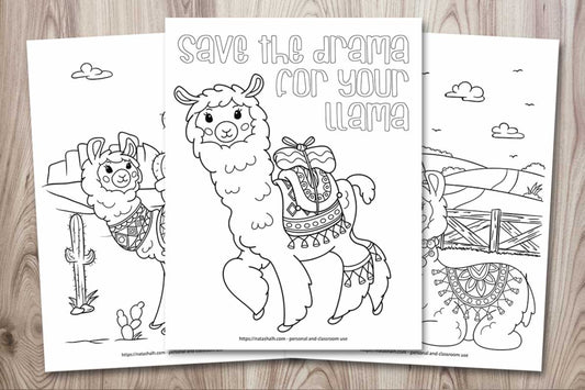 Cute Llama Coloring Pages