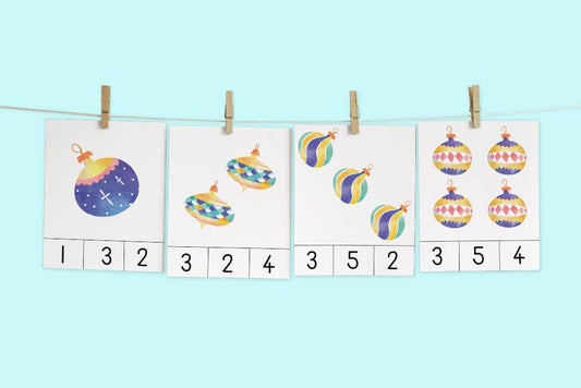 Christmas Ornament Count & Clip Cards