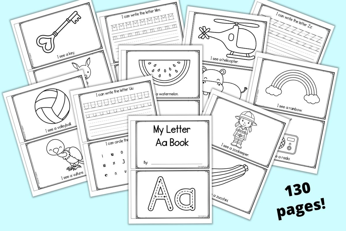 A preview of 10 sheets of printable alphabet emergent readers for pre-k.