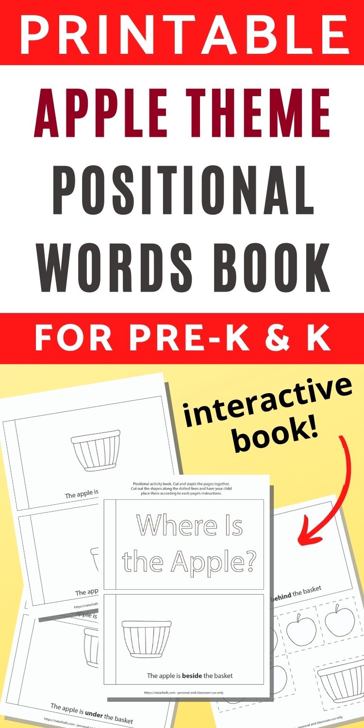 Apple Theme Positional Word Interactive Book for Emergent Readers