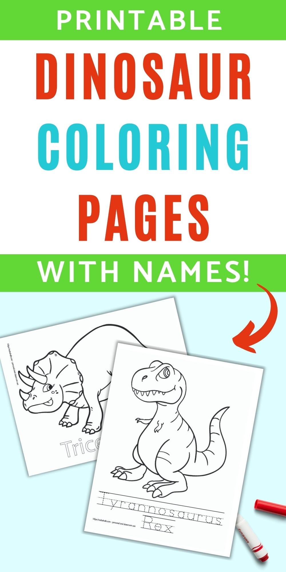 Dinosaur Coloring Pages with Names