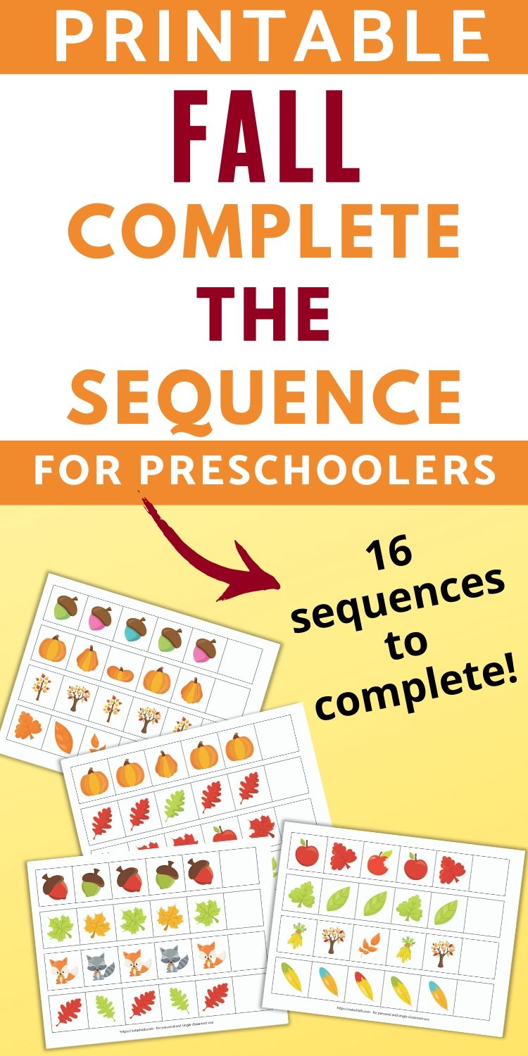 Fall Complete the Sequence/Extend the Pattern Printables for Preschool ...